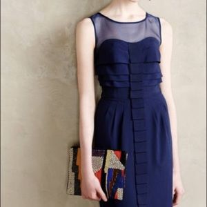 Anthropologie Maeve Ribbon Pleat Sheath